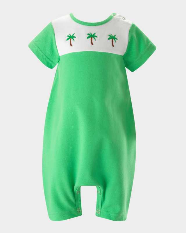 Boy's Palm Tree Jersey Playsuit, Size 3M-24